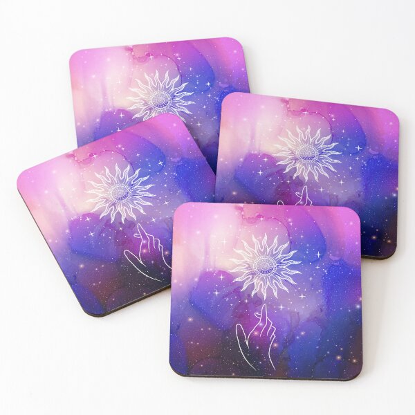 Item preview, Mystic Aesthetic Universe with Cosmic Sun and Hand in Pink and Purple designed and sold by Trish Dish.