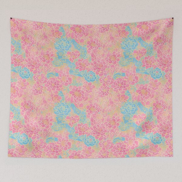 Item preview, Pink, Blue, and Gold Flowers designed and sold by Islandadora.