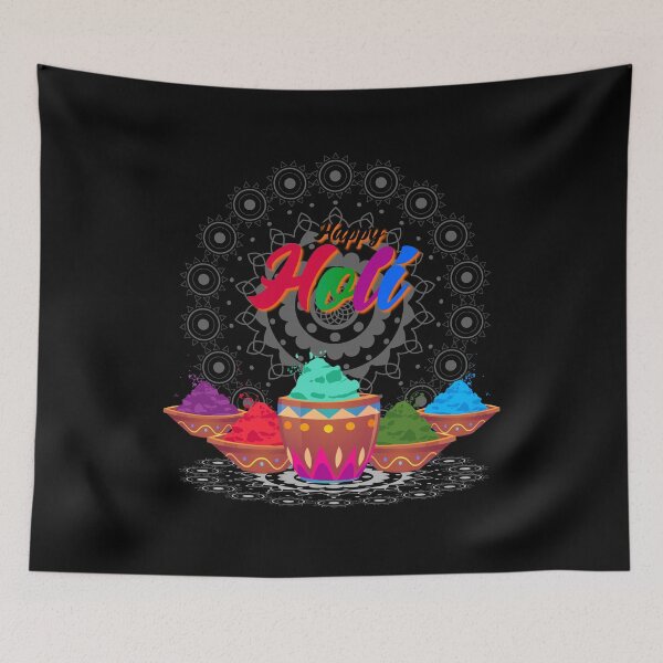 Item preview, Happy Holi with powders and rangoli decoration designed and sold by TirrellColister.