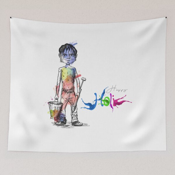 Item preview, Boy holding pichkari gun playing Holi designed and sold by TirrellColister.