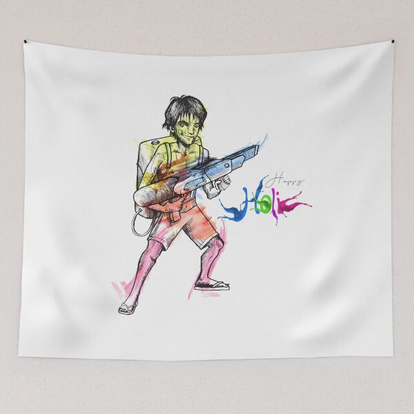 Item preview, Boy holding pichkari gun ready to enjoy in Holi festival designed and sold by TirrellColister.