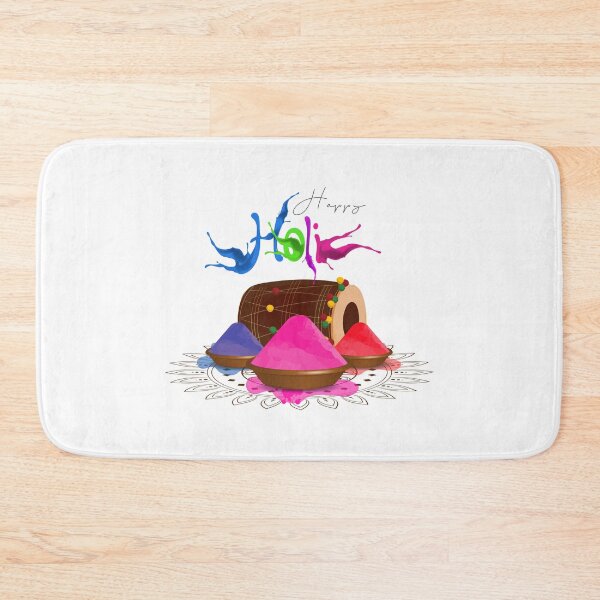 Item preview, Drum and color powder as traditional items for Holi festival designed and sold by TirrellColister.