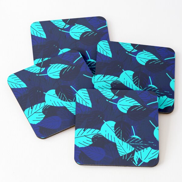 Item preview, Tossed Bright Saturated Midnight Blue and Teal Tropical Leaves designed and sold by Sockstomistic.