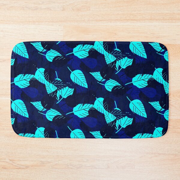 Item preview, Tossed Bright Saturated Midnight Blue and Teal Tropical Leaves designed and sold by Sockstomistic.
