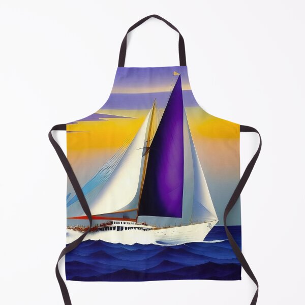 Item preview, Art deco sailing yacht nautical maritime seascape painting with regatta yacht with white and purple sails landscape painting designed and sold by Jéanpaul Ferro.