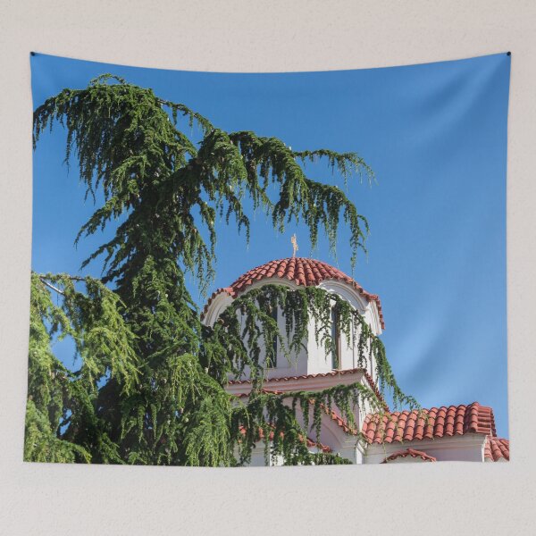 Item preview, Curved Evergreen Boughs Framing a Church Dome designed and sold by Georgia Mizuleva.