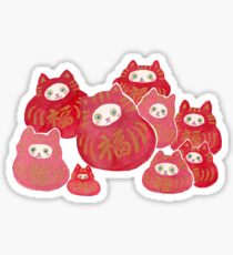 Good Luck Cat Darumas Sticker