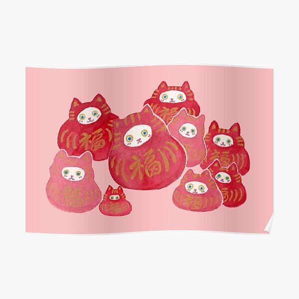 Good Luck Cat Darumas Poster