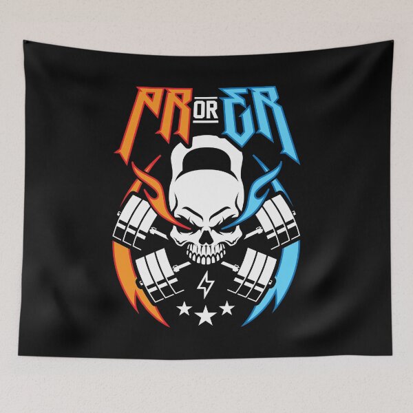 Item preview, PR or ER (Kettlebell Skull Cross Barbell) Funny Gym Ego Lifting  designed and sold by Brogress Project.