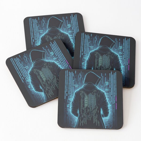 Item preview, hacker silhouette with glowing code lines designed and sold by Quirky Gaps.