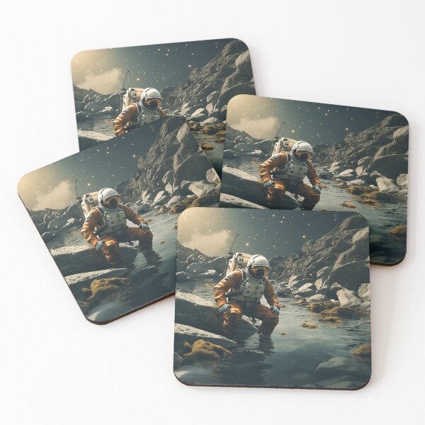Item preview, astronaut fishing in a rocky river 3 designed and sold by bridgettmatz.