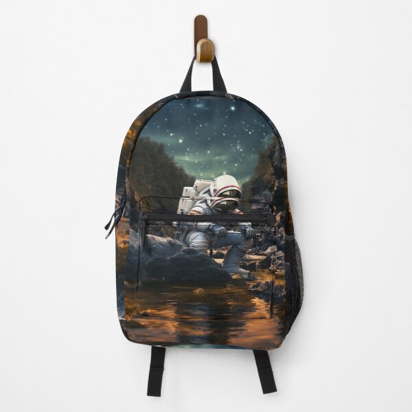 Item preview, astronaut fishing in a rocky river 4 designed and sold by bridgettmatz.