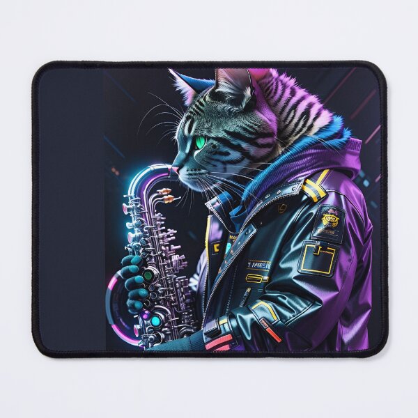 Item preview, Colorful Cat Playing Saxophone designed and sold by khachiche.