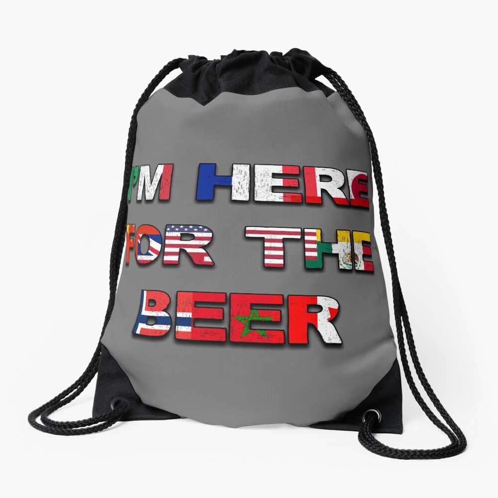 Here for the Beer Drawstring Bag