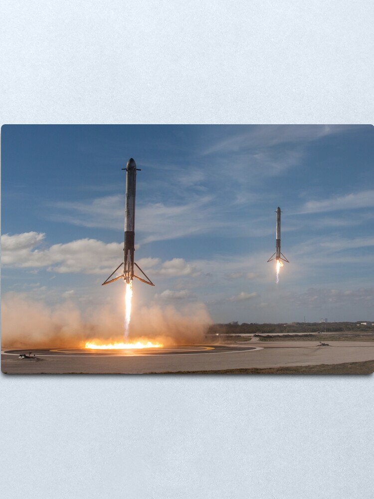 "SpaceX Falcon Heavy Boosters Landing (8K Resolution)" Metal Print By ...