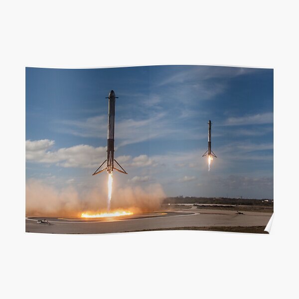 SpaceX Falcon Heavy Boosters Landing (8K resolution) Poster