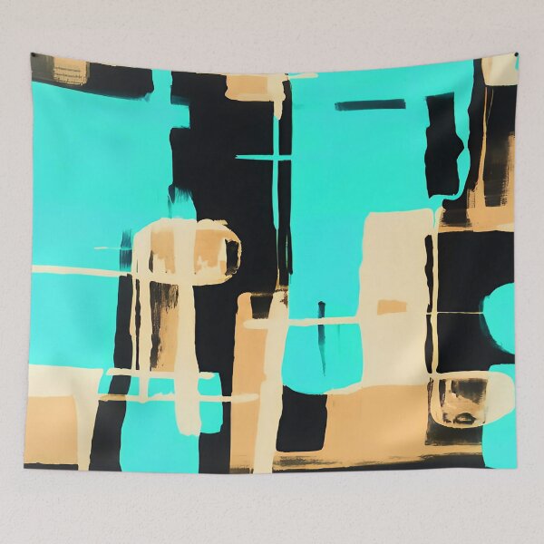 Item preview, Aqua Gold Geometric Square Pattern designed and sold by deniselynnimage.