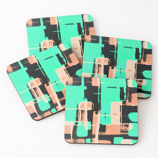 Item preview, Peach Mint Geometric Square Pattern designed and sold by deniselynnimage.