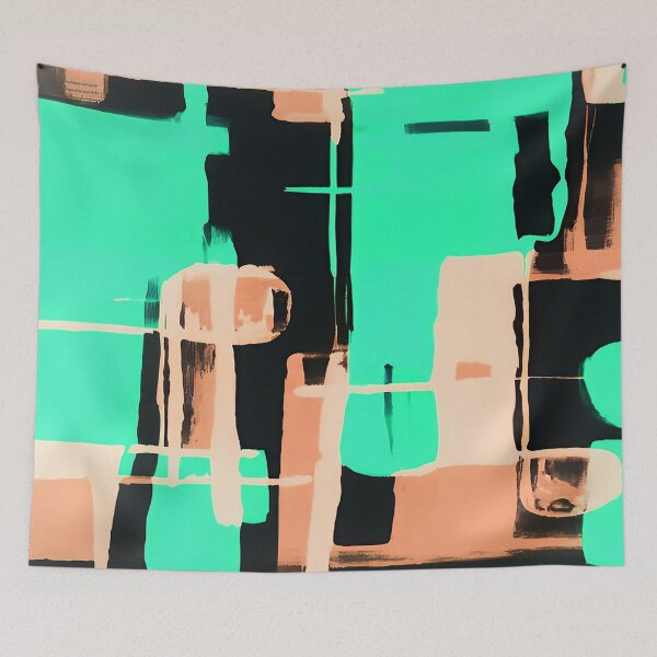 Item preview, Peach Mint Geometric Square Pattern designed and sold by deniselynnimage.
