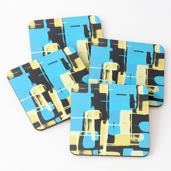 Item preview, Sky Blue and Yellow Geometric Square Pattern  designed and sold by deniselynnimage.