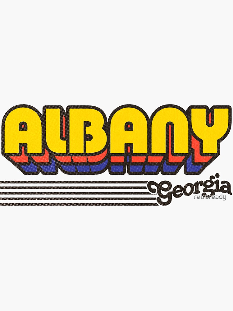 "Albany, Retro Stripes" Sticker for Sale by retroready