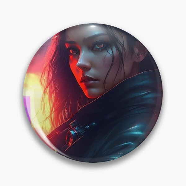 Item preview, Dystopic Sunset Cyberpunk Woman designed and sold by CuratedChoices.