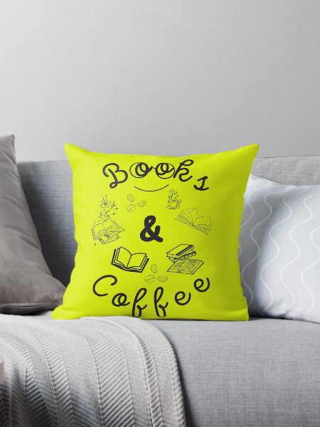 Books and Coffee design for reading lovers Throw Pillow