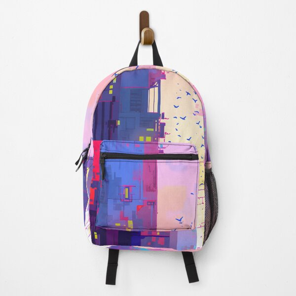 Item preview, View of some buildings at sunset in the form of a neon color palette. Vibrant Bird Life Pixel Chaos Light Filled Elements Landscape View Bird's Eye View Sparth designed and sold by Dazeville Studio1541 .