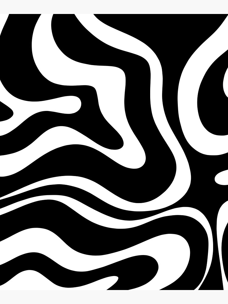 Retro Modern Liquid Swirl Abstract Pattern Square in Black