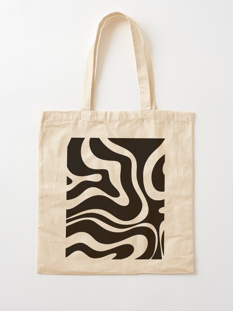 Retro Modern Liquid Swirl Abstract Pattern Square in Black