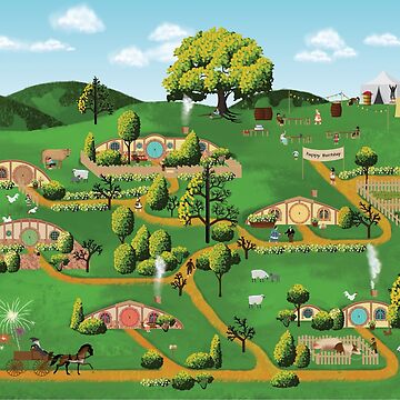 Artwork thumbnail, Quaint Village Americana Art by HMCraft
