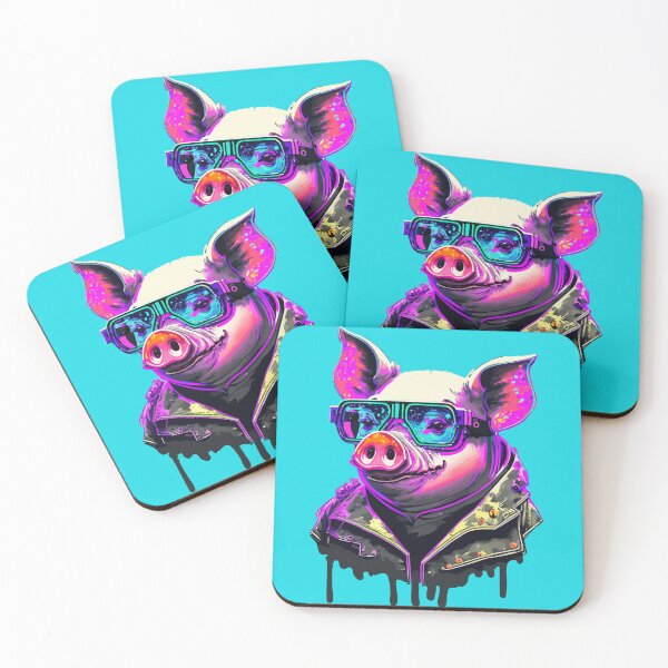 Item preview, Cyberpunk Pig with Glasses. Futuristic Feline Illustration designed and sold by Niktarka.