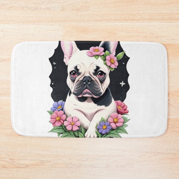 Item preview, Portrait of Adorable French Bulldog with watercolor flowers designed and sold by YourNameMatters.