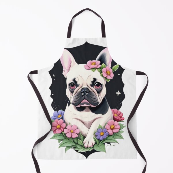 Item preview, Portrait of Adorable French Bulldog with watercolor flowers designed and sold by YourNameMatters.