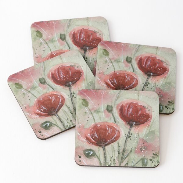 Item preview, Field of Poppies - Watercolor Painting designed and sold by Pattokarts.