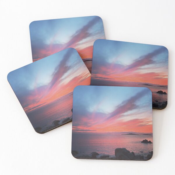 Item preview, Fiery Sunset Print over Islands in Dramatic Reds and Blues and Cloud Formation designed and sold by Oh Halo Berry.