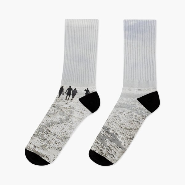 Item preview, Monochrome Print of Friends Walking on a Cornish Beach at Spring Low Tide: A Celebration of Friendship and the beauty of Nature designed and sold by Oh Halo Berry.