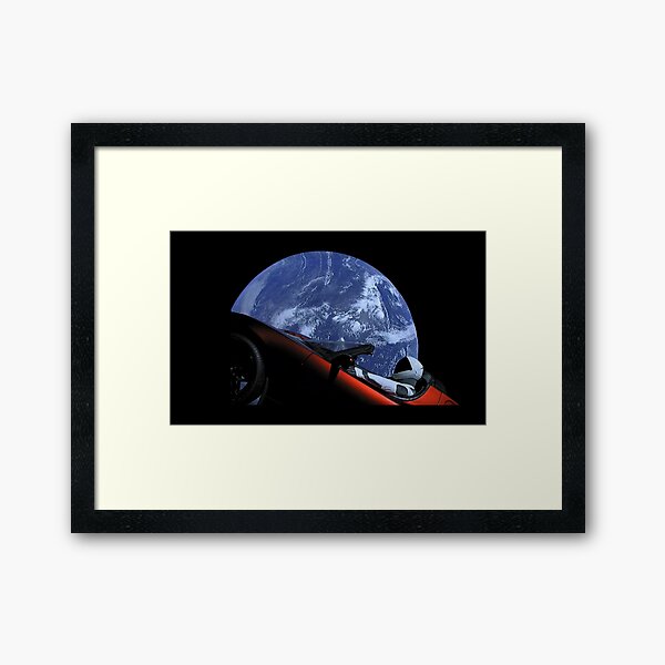 Starman in Tesla Roadster in Space Framed Art Print