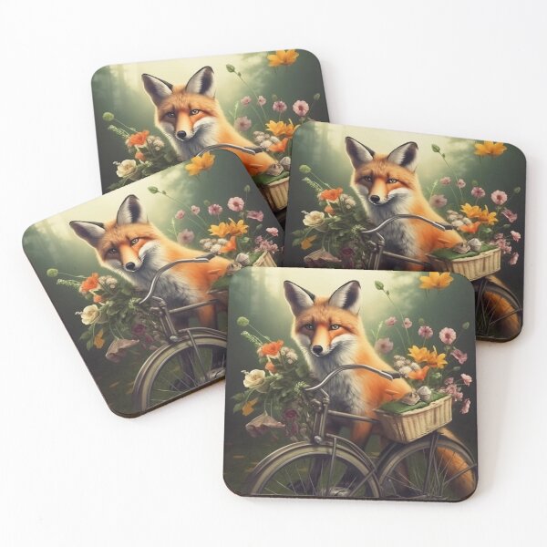 Item preview, fox on bike designed and sold by EdicionesJML.