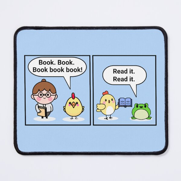 Item preview, "A chicken walked into a library" joke designed and sold by DistinctDesignz.