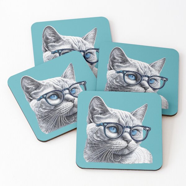Item preview, Black and White Cat Wearing Glasses designed and sold by HouseOfRosy.