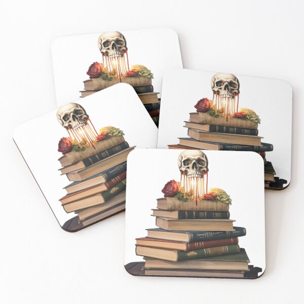 Item preview, Skull with Candle on Stack of Books designed and sold by auxincaftan0o.