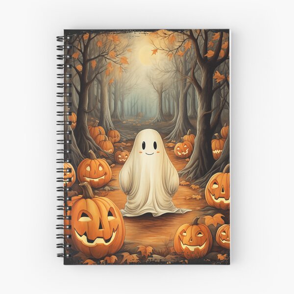 Item preview, Vintage Cute Ghost Pumpkin Autumn Halloween Gothic Painting  designed and sold by JamilaJMyers.