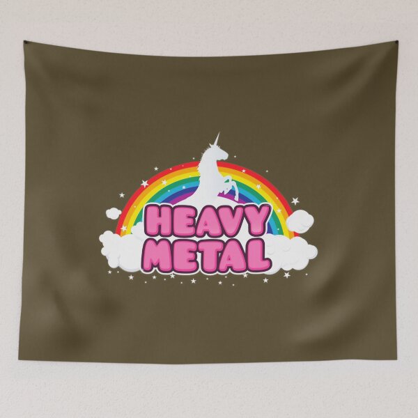 Item preview, HEAVY METAL! (Funny Unicorn  Rainbow Mosh Parody Design) Metal Print 	 designed and sold by lcqsvnrgmah74.