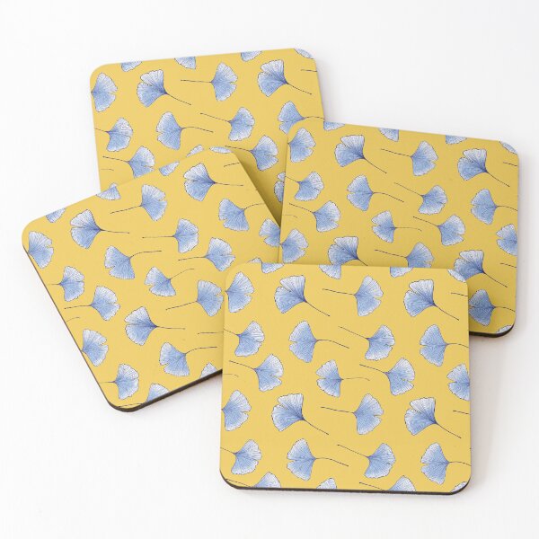 Item preview, Blue leaves on yellow backgound designed and sold by Alysaillu.