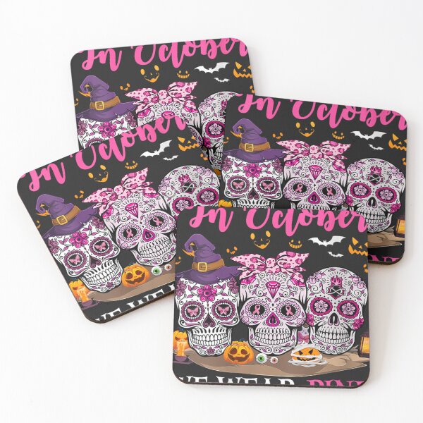 Item preview, Womens In October We Wear Pink Skull Witch Breast Cancer Halloween designed and sold by JamilaJMyers.