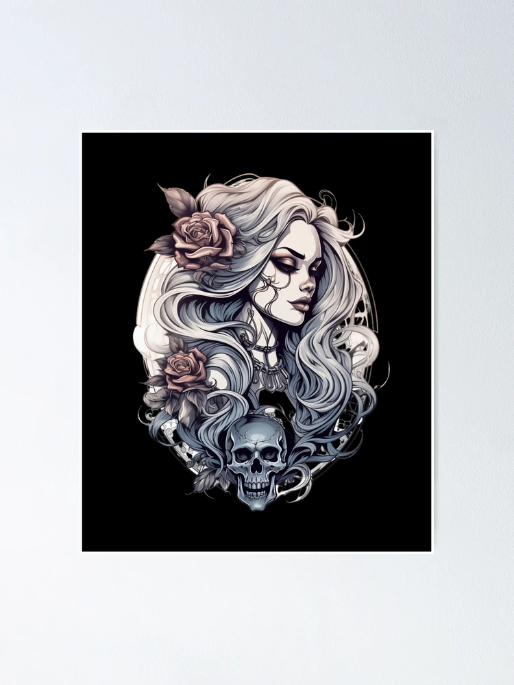 3D Skull Tattoo Design White Background PNG File Download High Resolution -  Etsy Finland