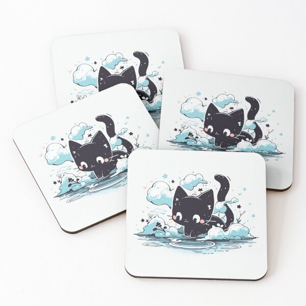 Item preview, Black cat on the side of a pond designed and sold by etherElric.
