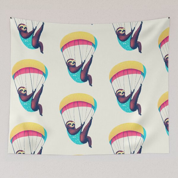 Item preview, Colorful Retro Sloth Paragliding designed and sold by pocketart2023.