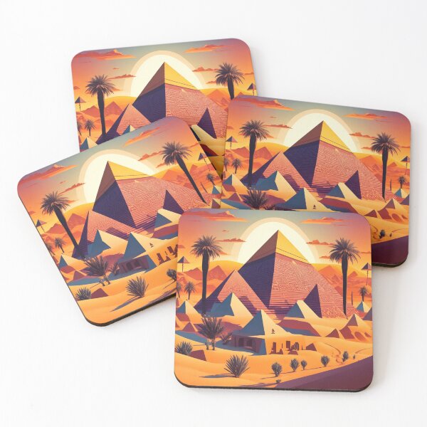 Item preview, Desert Pyramids Sunset Graffiti Style Art Painting Design Print designed and sold by randomtdesigns.